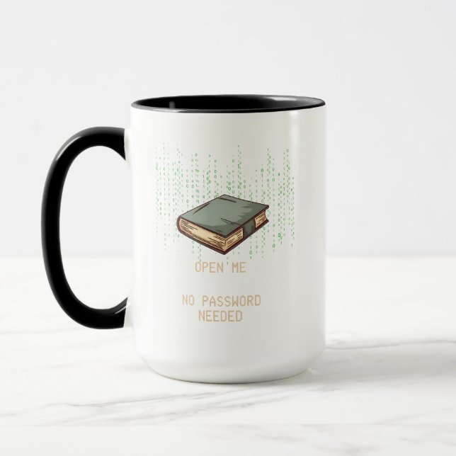 Taza Antiguo libro con código binario citado para Tech  (Izquierda)