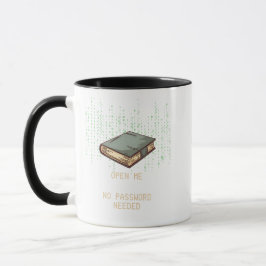 Taza Antiguo libro con código binario citado para Tech