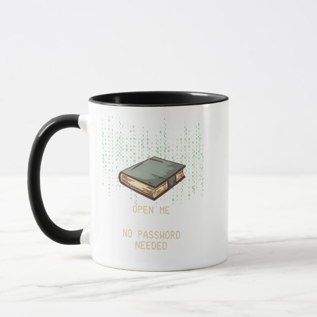 Taza Antiguo libro con código binario citado para Tech  (Izquierda)