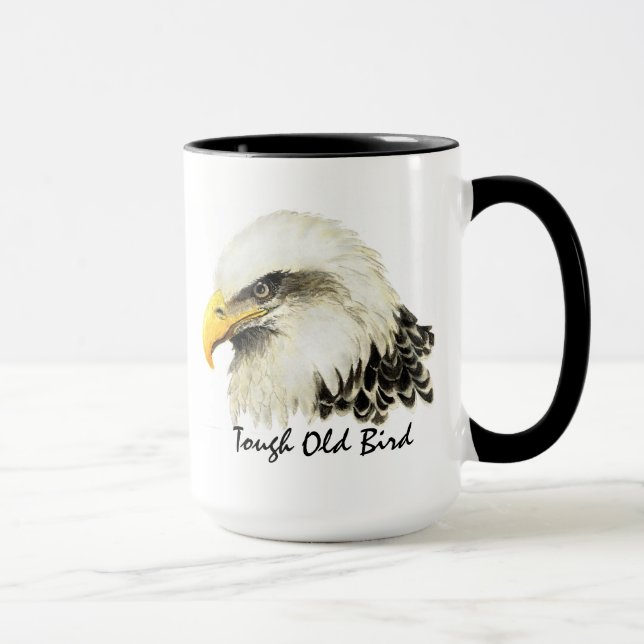 Taza Antiguo y áspero Bald Eagle Cita Militar de Estado (Derecha)