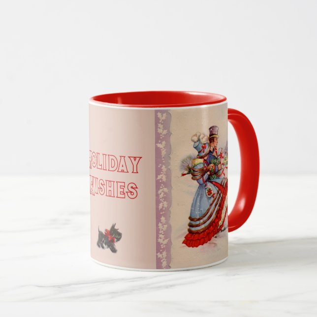 Taza Antiguos Navidades de moda comprando café Mug (Anverso derecho)