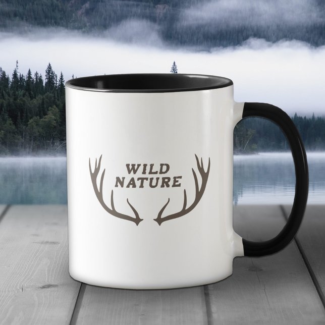 Taza Antillas de venado y naturaleza salvaje (Deer Antlers & Wild Nature Mug)