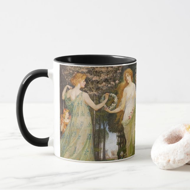 Taza Antique Art Nouveau Four Seasons by Walter Crane (Con donut)