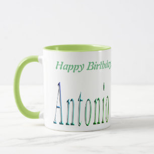 Taza Antonio, Logotipo de cumpleaños feliz, Mug Combo V