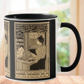 Taza Anuncio Antiguo de Máquina de Escribir Art Nouveau