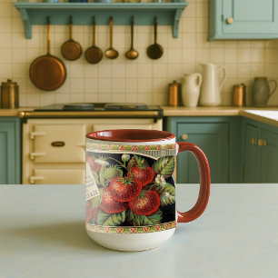 Taza Anuncio de fresas de la época victoriana