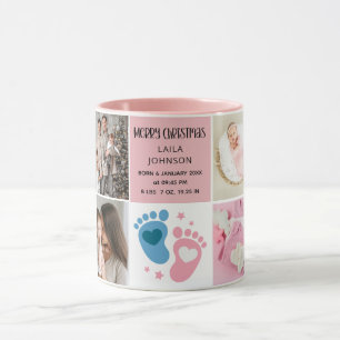 Taza Anuncio de nacimiento personalizado 8 fotos Navida