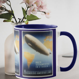 Taza Anuncio de viaje de Vintage Graf Zeppelin