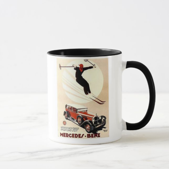 Taza Anuncio vintage de esquí Mercedes Benz (Derecha)