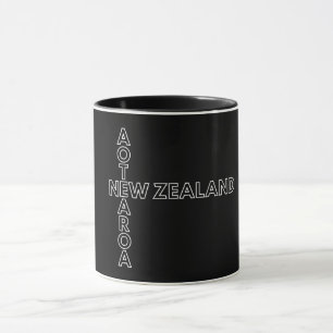 Taza Aotearoa Nueva Zelanda, Patrón NZ blanco y negro