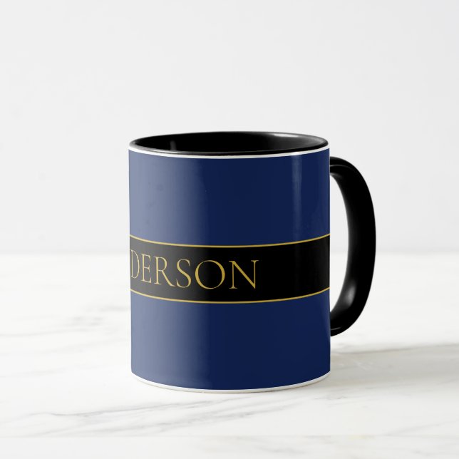 Taza Apellido o empresa Navy Blue & Gold Name (Anverso derecho)