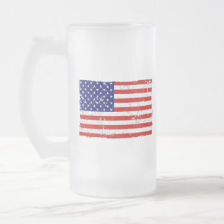 Taza apenada del vidrio de la bandera americana