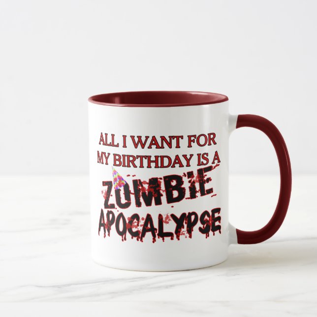 Taza Apocalipsis del zombi del cumpleaños (Derecha)