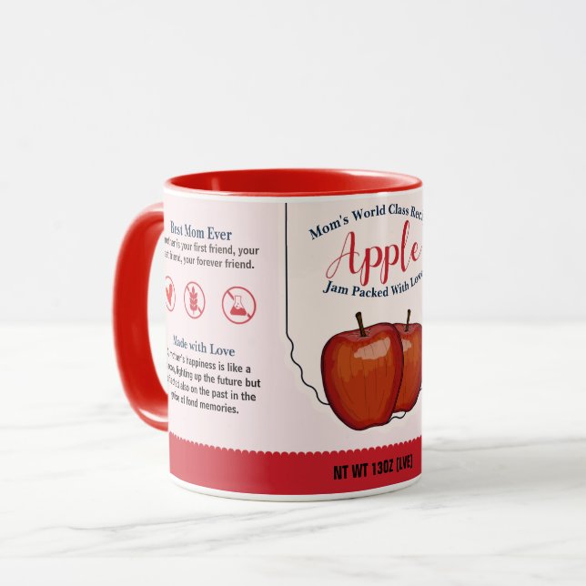 Taza Apple Love Jam Mug de la clase mundial de mamá (Anverso izquierdo)