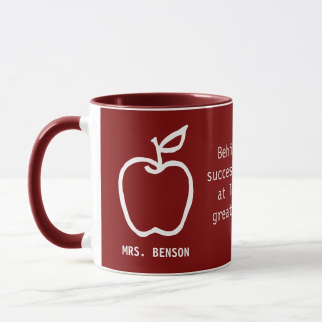Taza Apple Teacher Appreciation Quote Burgundy (Izquierda)