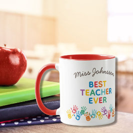 Taza Apreciación educativa con manos pintadas