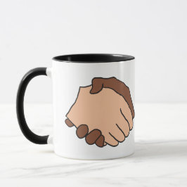 Taza Apretón de manos blanco y negro contra el racismo