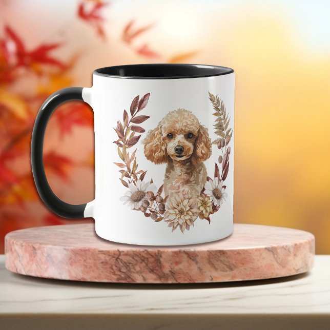 Taza Apricot Poodle Dog Otumn Wreath (Subido por el creador)
