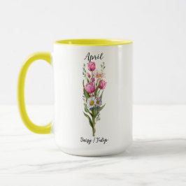 Taza April Birth Flower Daisy y Tulip