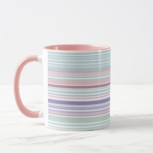 Taza Aqua, Blush and Lavender Stripes (Izquierda)