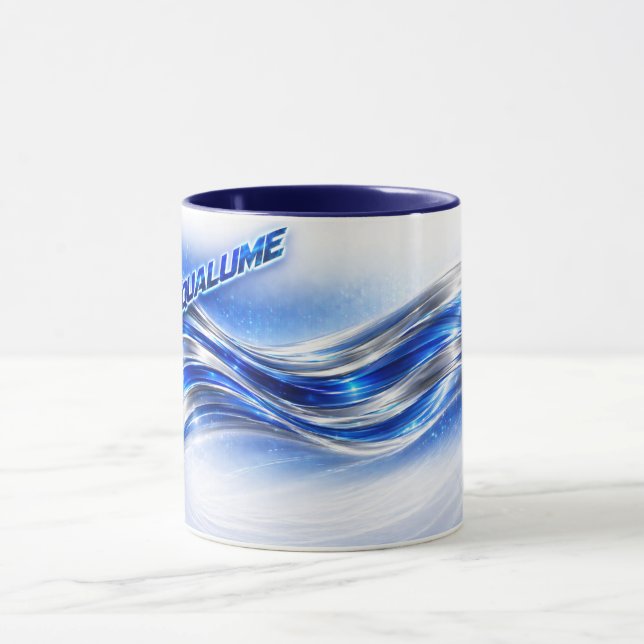 Taza Aqualume Flow  – Blue Silver Wave Energy Mug (Centro)