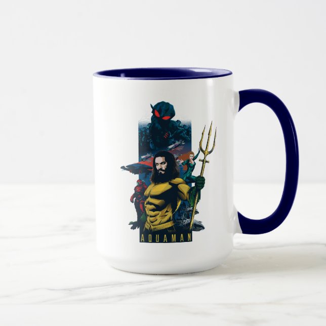 Taza Aquaman el | Orin, Mera, y gráfico negro del Manta (Derecha)