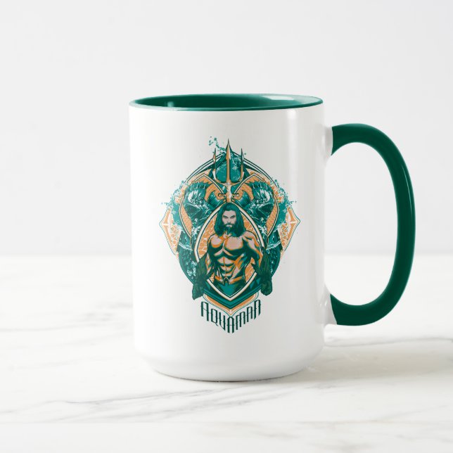 Taza Aquaman | Gráfico de Aquaman y Trenchers (Derecha)