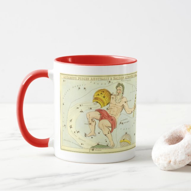 Taza Aquarius, constelación vintage, espejo de Urania (Con donut)