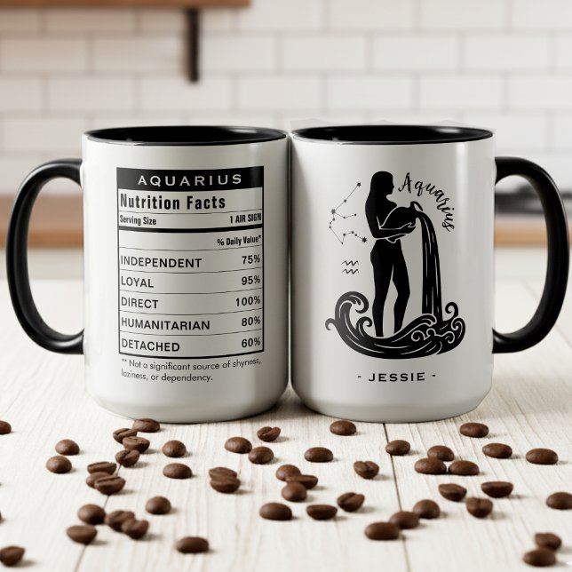 Taza Aquarius Zodiac Sign Astrology Nutrition Facts (Aquarius Zodiac Sign Astrology Nutrition Facts Mug
)