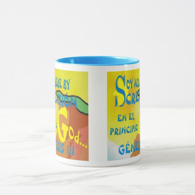 Taza Aquí Por Creación (EngEsp) Café Mug (Centro)