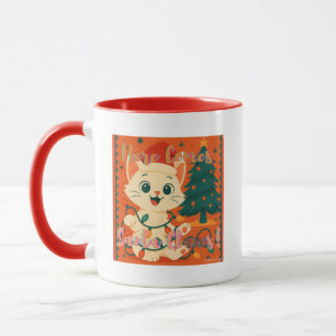 Taza ¡Aquí viene Santa Claws! Gato lindo y divertido