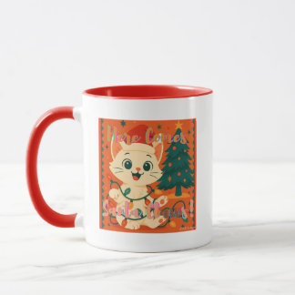 Taza ¡Aquí viene Santa Claws! Gato lindo y divertido
