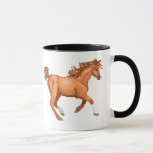 Taza árabe del caballo del pixel