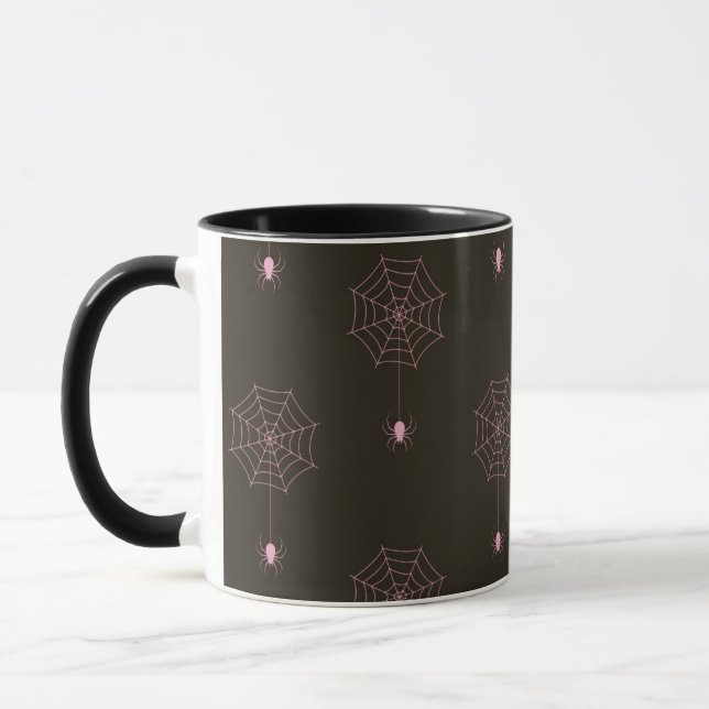 Taza Arañas negras y rosadas/Arañas Mug de Halloween (Izquierda)