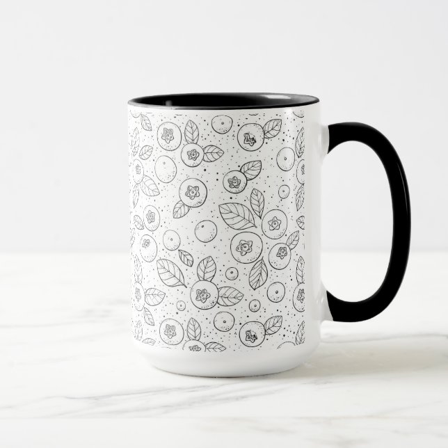 Taza Arándanos azules en blanco y negro (Derecha)