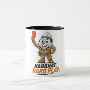 Taza Árbitro de fútbol con casco de obra