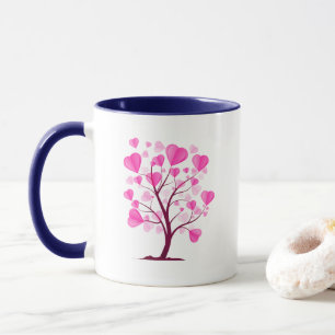 Taza Árbol de árbol de amor de los corazones color de a