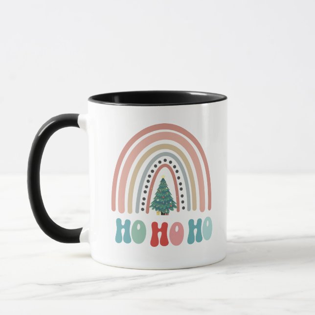 Taza Árbol de arcoiris navideño con ilusión (Izquierda)