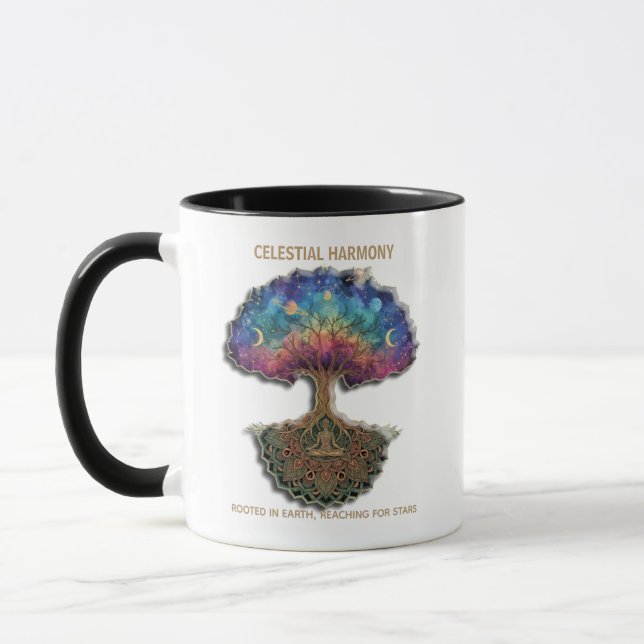 Taza Árbol de Armonía Celestial | Mandala de Meditación (Izquierda)