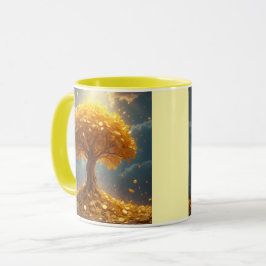 Taza árbol de dinero dorado monedas de oro