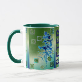 Taza Árbol de flores y copos de nieve y tu nombre