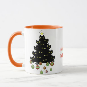 Taza Árbol de iluminación de Navidades gatos graciosos 