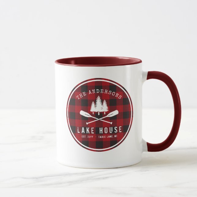 Taza Árbol de la casa del lago del campo rústico de pro (Derecha)
