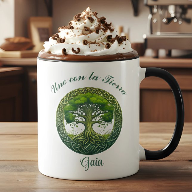 Taza  Árbol de la Vida, Uno con la Tierra (Delicioso Cacao un regalo para amantes de lo intenso y natural, café, té, para El y Ella)