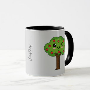 Taza Árbol de Manzana Sonriente Kawaii Agregar Nombre