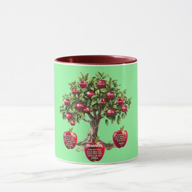 Taza Árbol De Manzanas Rojas Personalizado De Versos De (Centro)