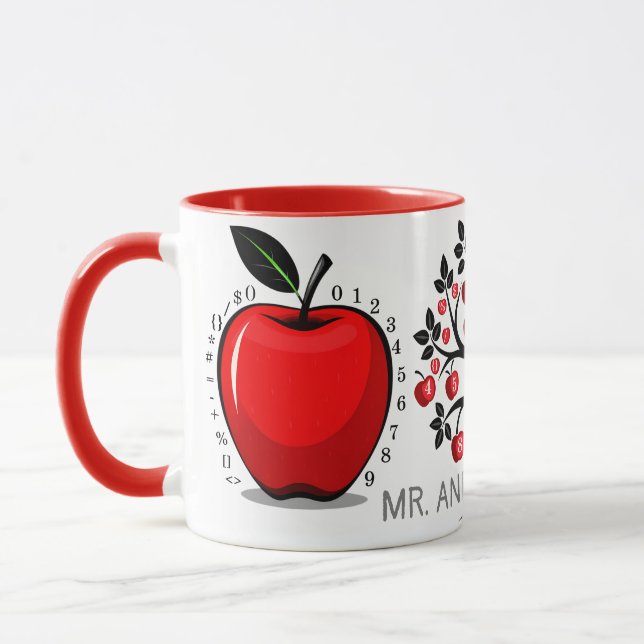 Taza Árbol de matemáticas de Apple rojo (Izquierda)