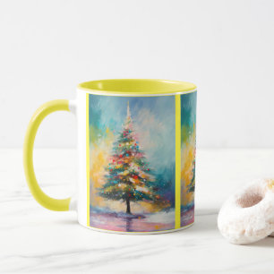 Taza Árbol de Navidad Abstracto Pastel