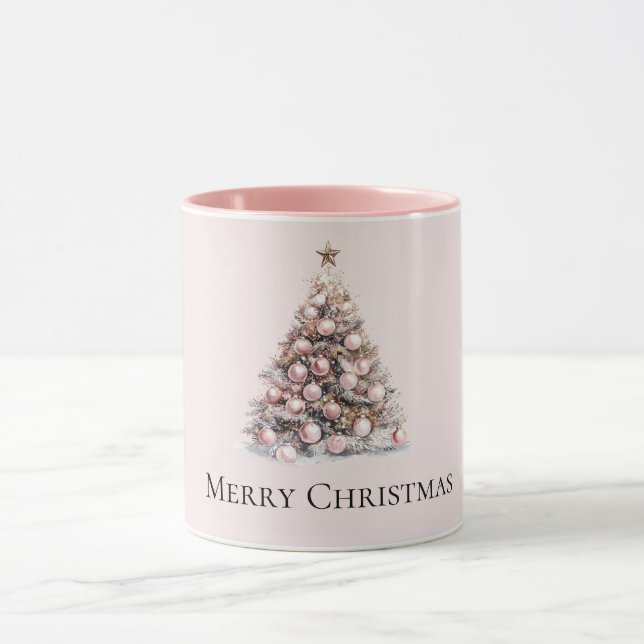 Taza Árbol de Navidad Blanco y Rosa de Rubor (Centro)