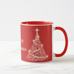 Taza Árbol de Navidad brillante dorado y blanco de fies